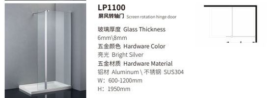 Aluminum, Frameless Sliding Shower Door,Pivot Door ,Bathroom Shower Room，Walk In